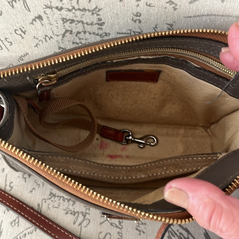 Dooney & Bourke Gray Crossbody with Tan Strap - Picture 9 of 10